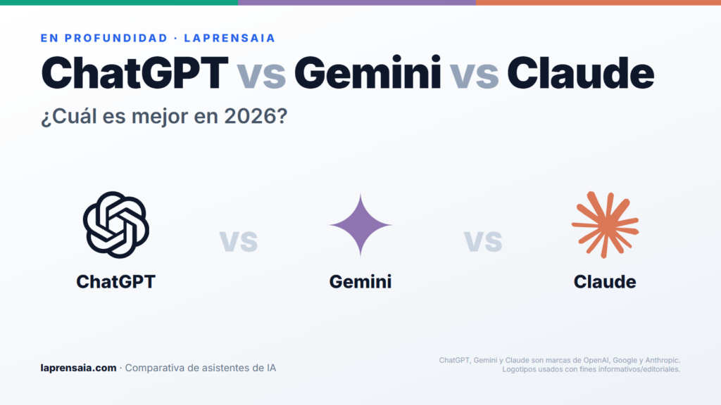 ChatGPT vs Gemini vs Claude, comparativa 2026