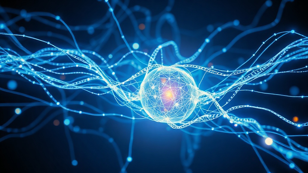 Nucleo neuronal abstracto de luz que simboliza un modelo de inteligencia artificial avanzado.