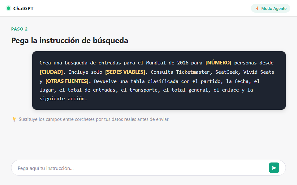 Paso 2 · Personaliza la instrucción con tus datos antes de enviarla.