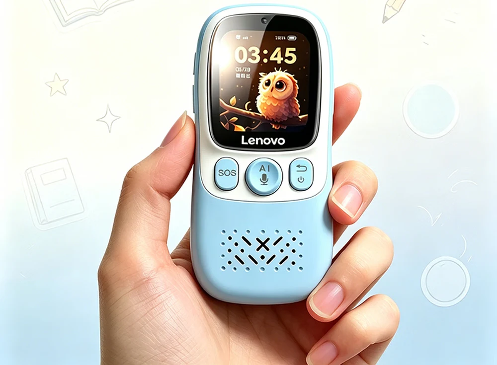 Detalle del teléfono con IA de Lenovo con el botón de IA central