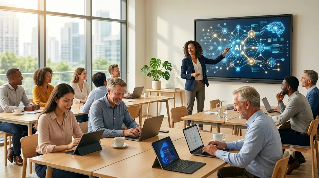 Empleados de una empresa en una sesión de formación sobre inteligencia artificial