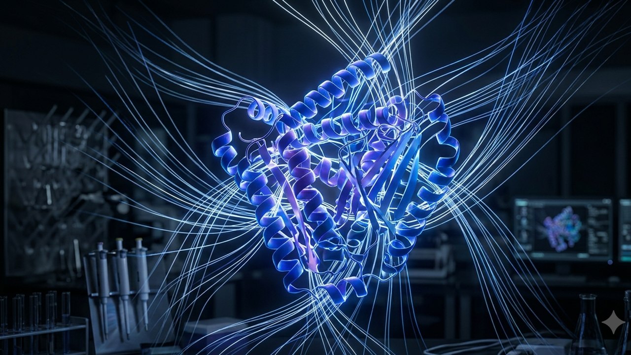 Estructura tridimensional de una proteína resuelta por inteligencia artificial